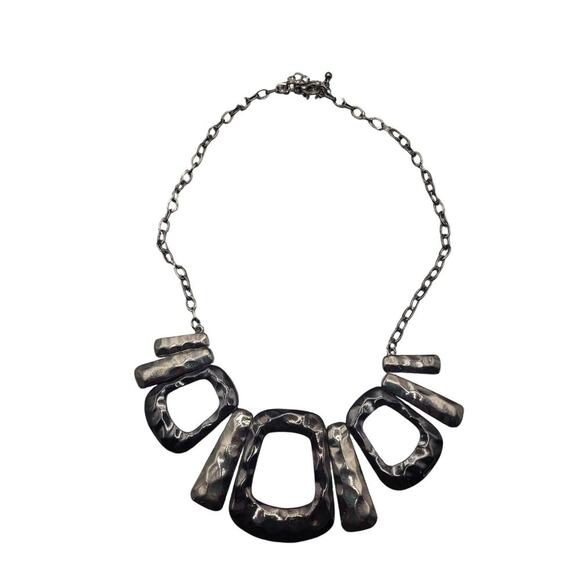 Style & Co Hammered Necklace Silver toned Alloy 17" L - Picture 5 of 6